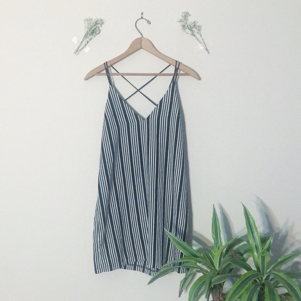 STRIPED SPAGHETTI STRAP DRESS